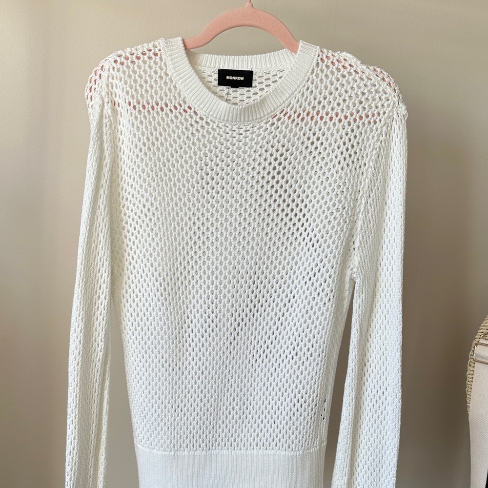 Monrow Cream Open-Knit Sweater